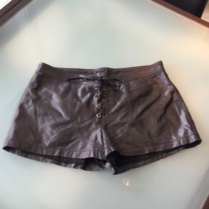Brown leather pants shorts size 42